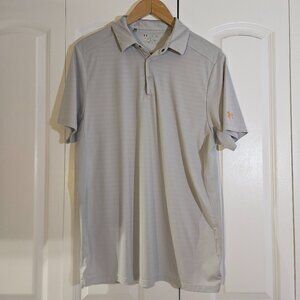 Under Armour Shirt Men's XL Gray Stripe Polo Heat Gear Golf Lightweight Cooling